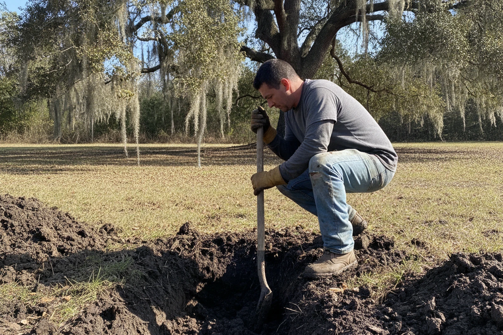 Bayou adjacent soil base preparation drainage concrete Gautier Mississippi Jackson County Gulf Coast residential Carlos