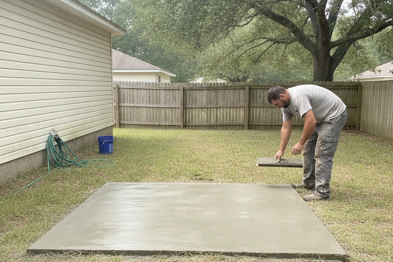 Concrete pour humidity management Gautier Mississippi Gulf Coast Jackson County summer finishing window Carlos