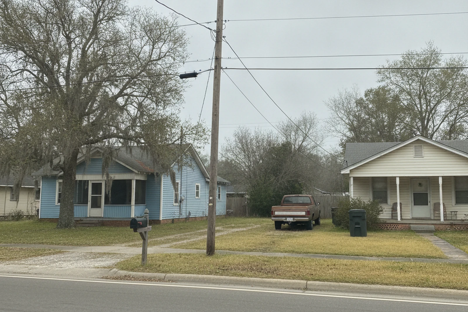 Mississippi Gulf Coast residential neighborhood Ocean Springs Pascagoula Jackson County live oaks Spanish moss bayou